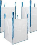 Heavy Duty Builder Bulk Bags 200 Gallon White Woven Polypropylene Trash Bags For Demolition And Construction Jobs, Holds Up To 2200 Lbs Per Bag, Open Top Design, Pack Of 3