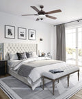 52 Inch Indoor Ceiling Fan With Light And Remote Control, Farmhouse Style in Bedroom with Oil Rubbed Bronze Finish and Opal Glass Light