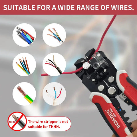Automatic Wire Stripper Pliers With Self-Adjusting 3-In-1 Function For Stripping Crimping And Cutting 10-24 AWG Wires in use