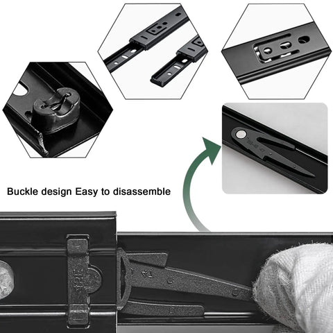 Heavy Duty Ball Bearing Cabinet Drawer Slides Smooth Glide Kitchen Hardware Rails Built Tough Cold Rolled Steel buckle design for easy disassembly