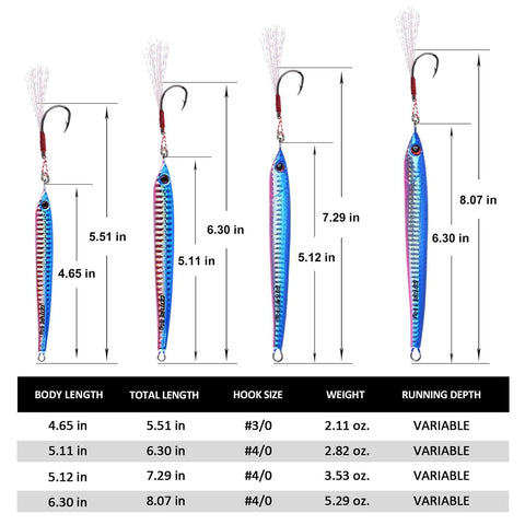 Four High Strength Vertical Saltwater Jigging Jigs 60 To 150g Glow With Assist Hook Fast Fall Lead Lures