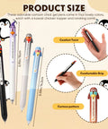 16 Penguin Pens With 0.5mm Retractable Tips, Totally Cute Cartoon Kawaii 3D Penguin Topper, multiple pens with chick toppers