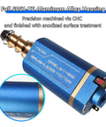 Airsoft Brushless Motor With High Torque And Fast Speed Long Shaft Fit For M4 M16 MP5 G3 P90 Series showing blue aluminum housing