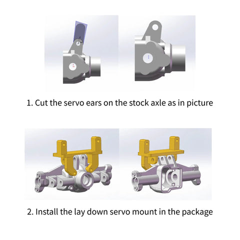 Instructions for installing lay down servo mount on TRX4M Defender Bronco K10 F150 High Trail 1/18 RC Crawler Chassis Kit