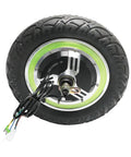 Killer 12 Inch 36V 500W Brushless Hub Motor Rear Wheel Conversion Kit With Pneumatic Tire And Disc Brake top view of tire and motor connections