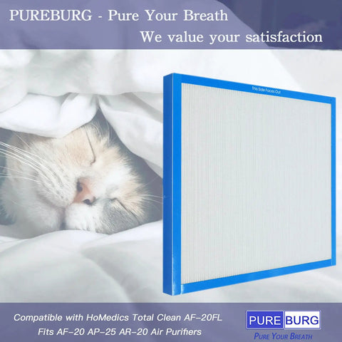 2 Pack Replacement Filter For HoMedics Total Clean AF-20 AP-25 AR-20 Air Purifiers with sleeping cat in background