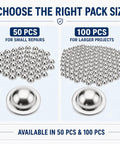 Ironclad Stainless Steel Metal Roof Screw Caps Lock Out Damp And Seal Worn Fasteners No Pull Backs For Barns Sheds Garages Rv Tops No Sweat Setup Stops Leaks Immediate Rust Guard All Season Shield Pack 100 options shown for size 50 pcs and 100 pcs.