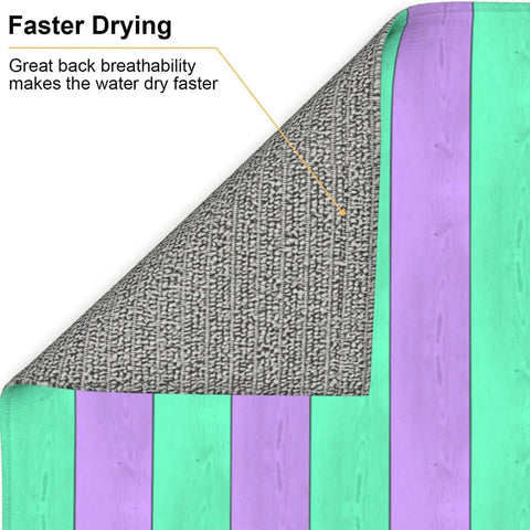 Purple Green Wood Grain Print Microfiber Dish Drying Mat For Kitchen Counter Super Absorbent And Machine Washable Drying Pad