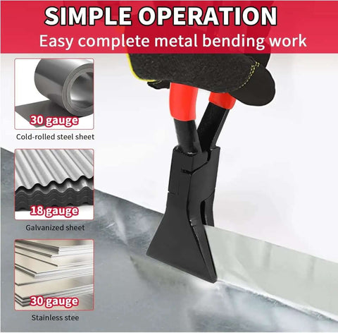 Three Piece Sheet Metal Hand Seamer Set with Straight 45 Degree and 90 Degree Jaws for precise bending operations on various metals