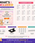 Magnetic Cabinet Locks For Kidproofing 12 Locks And 2 Keys No Tools Required Easy Install Hidden Safety Latches package contents