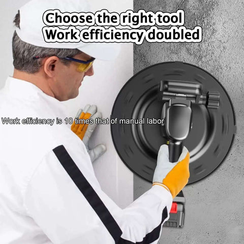 Worker using Electric Wall Plastering Machine With Battery Power Fast Cement Mortar Smoothing Tool For Concrete Finishing Polisher