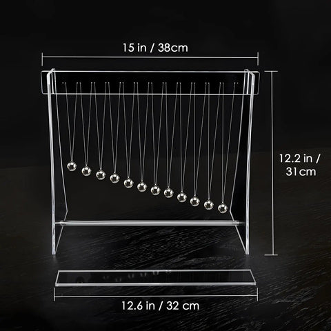 12 Ball Newtonian Pendulum Wave Desktop Decoration For Home And Office White Acrylic Frame With Stainless Steel Balls