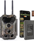 Slick Non Cellular Wifi Trail Camera With Dual Antenna And Beefy 7800 Mah Battery featuring 64GB memory card and lithium battery.
