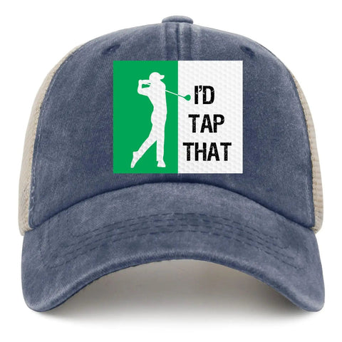 I'd Tap That Cool Hats For Men Women Unisex Trucker Cap with Adjustable Strap, graphic front view.