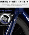 Close-up of Lightweight Full Carbon Fiber Road Bike For Adults With Shimano R7120 featuring T800 grade carbon fiber details.