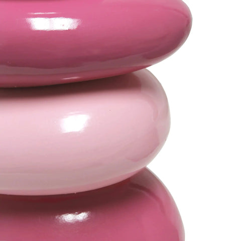 Shades Of Pink Ceramic Stacked Stone Table Lamp With Fabric Shade, close-up of pink stone design, 17.5 inch tall, 12 inch shade