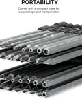 Stacked 32-piece S2 steel tamper-proof bit set with 6-inch extra long security screwdriver, featuring various bit types.