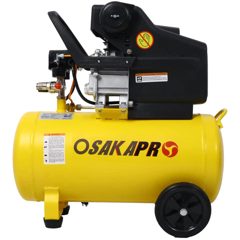 10 Gallon Air Compressor With Oil Lubricated Motor Delivers 115 PSI For Reliable Nail Stapling And Inflation Quiet Operation Reduces Noise By Half Portable Design On Rubber Tires Makes It Easy To Move Around For Indoor Or Outdoor Jobs