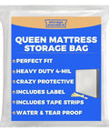 Clear package of Mattress Bags For Moving And Storage Heavy Duty 4 Mil Reusable Waterproof Mattress Cover Protector for queen size