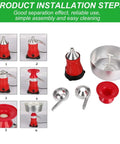 High Speed Milk Centrifugal Separator For Commercial Use, assembly and parts overview, red base, aluminum drum, spouts
