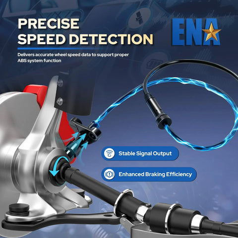 Close-up of Front Left ABS Wheel Speed Sensor Compatible With Audi And Volkswagen Models showing precise speed detection and cable.
