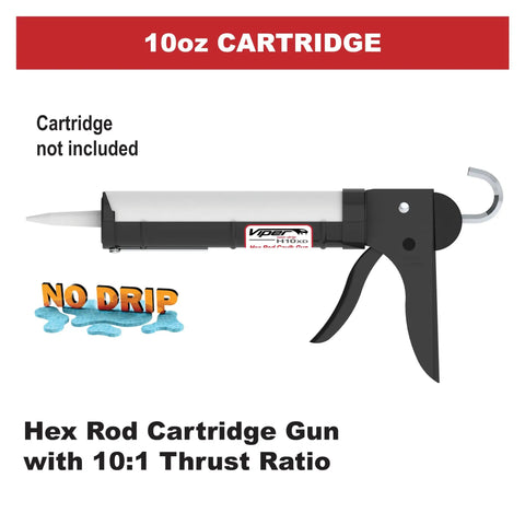No Drip Manual Caulking Gun For One Tenth Gallon Cartridges With Hex Rod 10 To 1 Drive Viper Line Series Pro Grade Frame