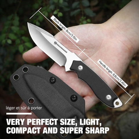 EDC Fixed Blade Knife With Kydex Sheath 7 Inch D2 Steel Razor Sharp knife with sheath displayed in hand