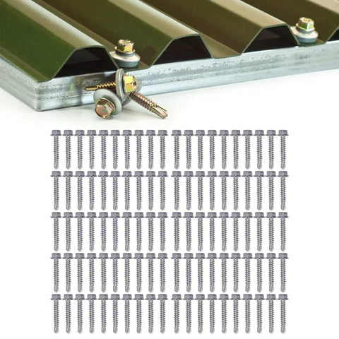 100 Pcs Self Tapping Stainless Steel Hex Washer Head Screws Kit With Self Drilling Point For Furniture And Mechanical Repair Durable Wood Fasteners