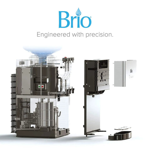 Exploded view of Limited Edition Top Loading Countertop Water Cooler Dispenser showcasing internal stainless steel reservoirs