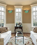 Soft Glow Tiffany Style Wall Sconce In Sea Green Stained Glass With One Light Vintage Victorian Ambience for living room