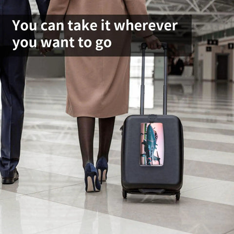 Travelers walking with suitcase featuring Aircraft Print Travel Cosmetic Bag Large Dopp Kit for Makeup and Toiletries, Reusable.
