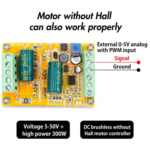 Beast 300W 3 Phase PWM DC Brushless Motor Speed Controller Sensorless for Hall Free Motors 5 to 50 Volts circuit board design