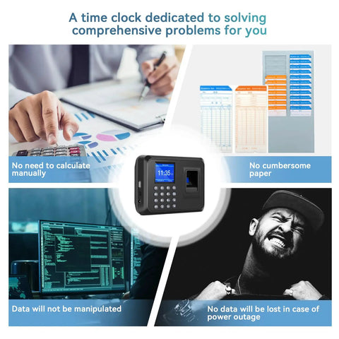 Top Shelf Fingerprint Time Clock For Small Business Crew Lightning Fast Biometric Check In System with data security features.