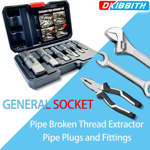 Six Piece Heavy Duty Pipe Extractor Set For Removing Damaged Threaded Pipes And Fittings with steel tools and storage case