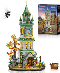 Epic Clock Tower Building Set With Light 1566 Pieces Mega Medieval Castle Kit, four-story lit LED glow construction with owl garden