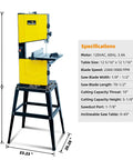 10 Inch Dual Speed Band Saw With Stand For Hardwood And Softwood Cutting 2360 FPM And 3000 FPM 4.3 Amp Benchtop Woodworking Saw