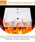 Slick Floating Vessel Sink Basin 21x16 Inch Rectangle Wall Mounted White Porcelain Sink With Overflow on fire backdrop