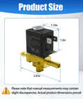 Replacement Clean Machine Solenoid Valve 2037436 dimensions with brass and black components