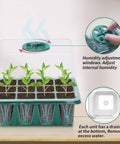 Two Pack Seed Starter Tray Propagation Station With Full Spectrum Grow Light And Timing Controller Humidity Domes And Base Mini Greenhouse Kit showcasing seedlings with humidity dome and adjustment windows.