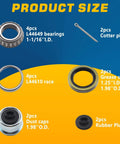 Image showing components of Two Sets Trailer Hub Bearing Kit For One And One Sixteenth Inch Axles L44649 L44610 Bearings 12192TB.