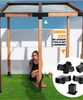 Heavy Duty Pergola Bracket Set With 15 Degree 3-Way Slanted Roof, Wall Mount Extension 4x4 Inches, installed on a wooden structure