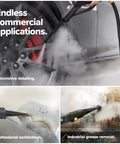 Heavy Duty Commercial Steam Cleaner With Slick Storage Bag Delivers Consistent Low Moisture Dry Vapor For Kick Ass Janitorial Hospitality And Auto Detailing Jobs At Any Venue, used for automotive detailing and industrial grease removal.