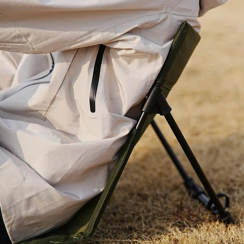 Side view of Ultra Lightweight Outdoor Camping Backrest Chair With Carry Bag For Park Vibes And Beach Days in use on grass