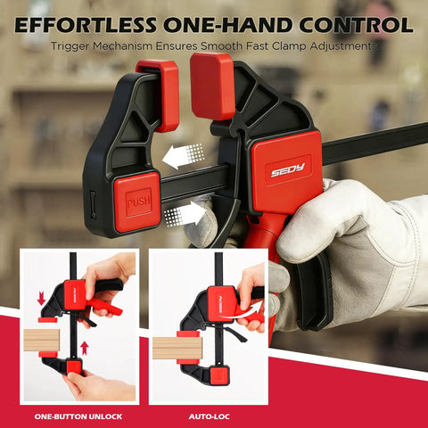 12 Inch Bar Clamps Set With Quick Release For Woodworking, 150 Lbs Load Per Clamp, One Handed Trigger Clamps in use