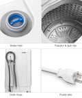 Close-up of water inlet, pulsator and spin tub of Straight Up Reliable Portable Full Automatic Washing Machine With Built In Drain Pump And Smart Digital Controls 12 Pound Capacity 10 Cycles And 8 Water Levels For Apartment Living.