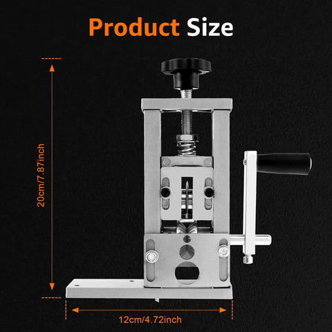Manual Wire Stripper Machine For Scrap Cables, Aluminum Alloy Hand Crank Wire Peeler, dimensions shown