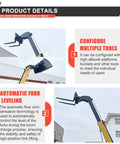 Four Ton Heavy Duty Telehandler Forklift Built Tough To Grind With 14 Meter Telescopic Boom Bucket Configuration showcasing automatic fork leveling.