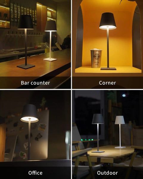2 Pack Cordless LED Desk Lamp Portable Table Light With 5000mAh Battery in bar, corner, office, outdoor settings