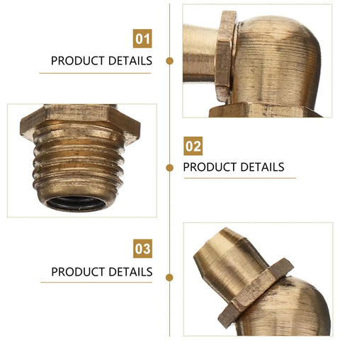 Heavy Duty Copper Grease Nipple Fittings Assortment Kit M6 M8 M10 With Rust Deformation Resistant Straight And Angled Options For Your Ride, brass grease fittings close-up