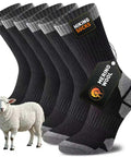 Merino Wool Hiking Crew Socks For Men And Women, Thick Cushioned Anti Blister, Moisture Wicking, Seamless Fit, 3 pairs